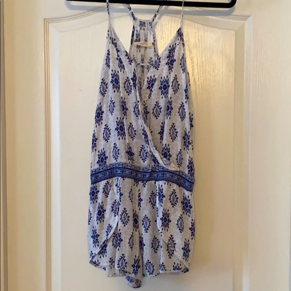 Blue and White Beach Romper, Small